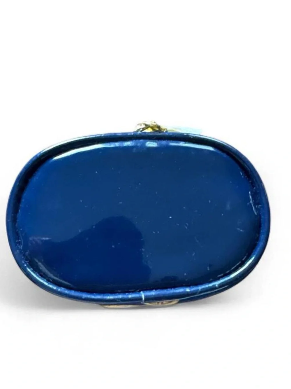 Estee Lauder Blue and Gold Printed Satin Zip Pouch